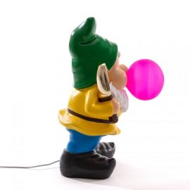 GUMMY WORKING Lampe à poser nain de jardin bonnet vert USB H42cm - Seletti