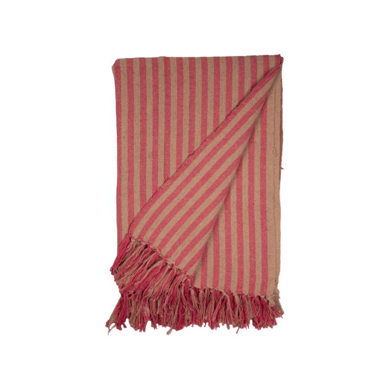 PLAIDThrows-Stripe-Rose/Red, 130x180 cm - AU MAISON