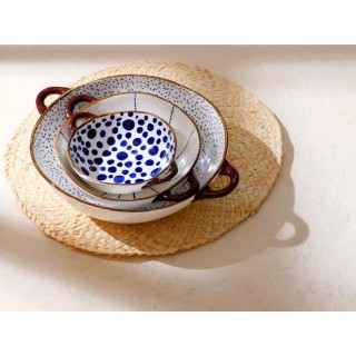 ANAFI - plat à four/saladier - porcelaine - L 31 x W 24,5 x H 7,5 cm - bleu