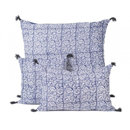 Coussin lin KANDJI PETROLE 40X60 - Harmony Textile