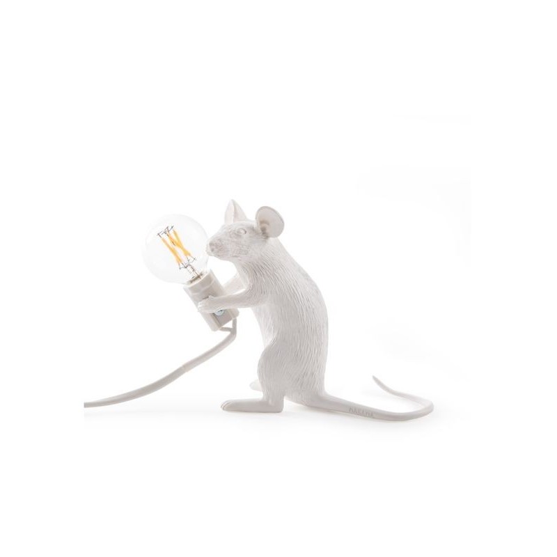 LAMPE RESINE BLANCHE SOURIS ASSISE 5X15 H.12.5 LAMPE RESINE BLANCHE SOURIS ASSISE 5X15 H.12.5 - Seletti