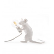 LAMPE RESINE BLANCHE SOURIS ASSISE 5X15 H.12.5 - Seletti