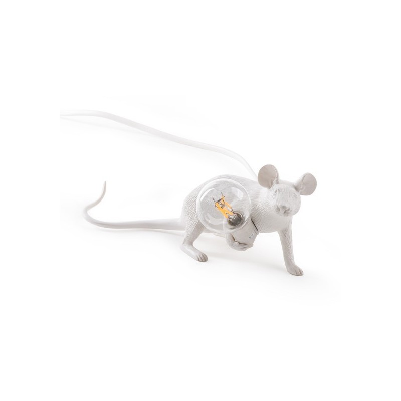 LAMPE RESINE BLANCHE SOURIS ALLONGEE 6.2X21 H.8.1 LAMPE RESINE BLANCHE SOURIS ALLONGEE 6.2X21 H.8.1 - Seletti