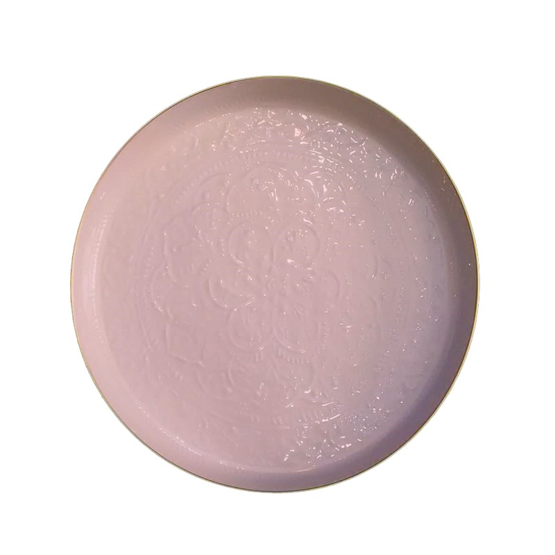 PLATEAU BERBERE EN METAL EMAILLE LIGHT PINK D45 PLATEAU BERBERE EN METAL EMAILLE LIGHT PINK D45 - BAZAR DELUXE