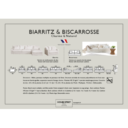 CANAPÉ EN LIN BISCAROSSE - DOSSIER PLACÉ DE LA MARQUE HOME SPIRIT - Home Spirit