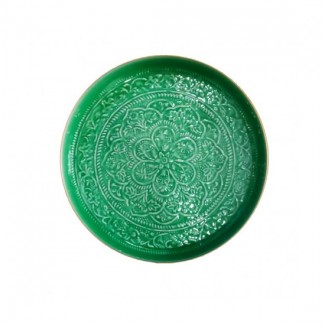 PLATEAU BERBERE EN METAL EMAILLE GREEN D35 PLATEAU BERBERE EN METAL EMAILLE GREEN D35 BAZAR DELUXE