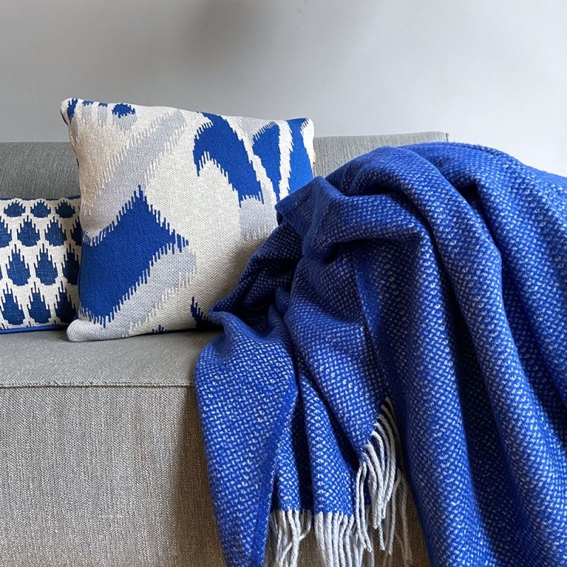 PLAID LAINE RECYCLEE BLEU STRASS 131X170 PLAID LAINE RECYCLEE BLEU STRASS 131X170 - MALAGOON